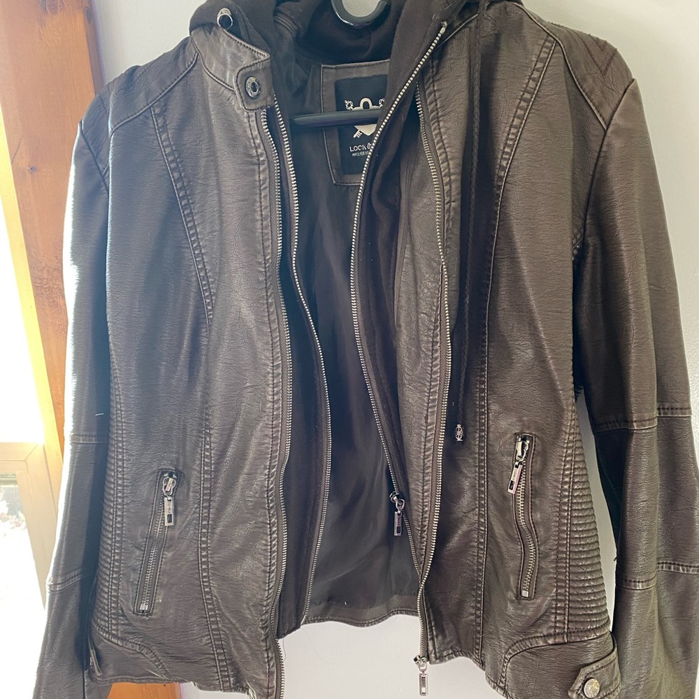 Faux Leather Jacket Lock & Love
